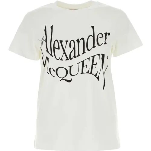 Weiße Baumwoll-T-Shirt , Damen, Größe: 2XS - alexander mcqueen - Modalova