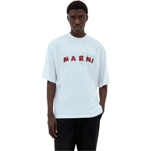 Logo Print T-Shirt aus Baumwolljersey , Herren, Größe: L - Marni - Modalova