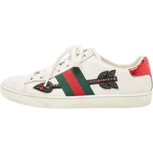 Pre-owned Leather sneakers , female, Sizes: 3 UK - Gucci Vintage - Modalova