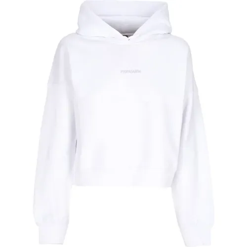 Cropped Hoodie mit Rippstrick Weiß , Damen, Größe: L - Propaganda - Modalova