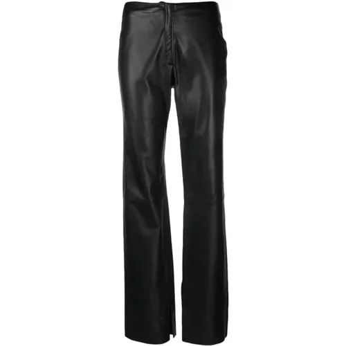 Real Leather Straight Suit Trousers , female, Sizes: L, M - Alysi - Modalova