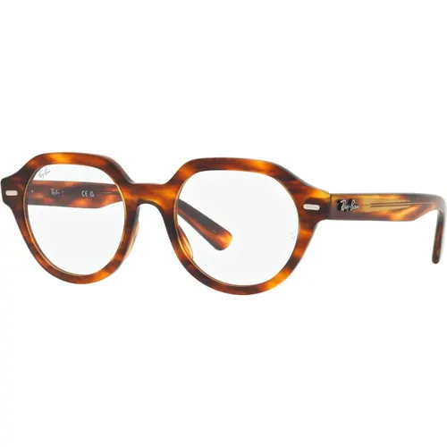 Striped Havana Eyewear Frames Gina , unisex, Sizes: 49 MM - Ray-Ban - Modalova