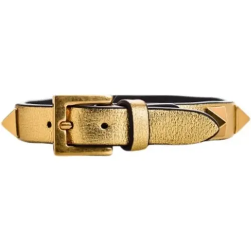 Goldenes Leder Rockstud Armband , Damen, Größe: ONE Size - Valentino - Modalova