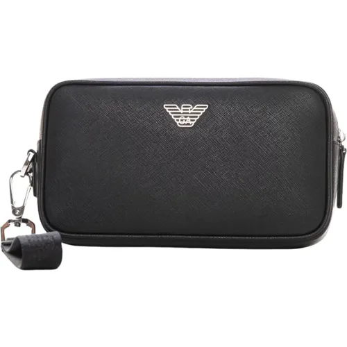 Removable Strap Pochette with Top Zip Closure , male, Sizes: ONE SIZE - Emporio Armani - Modalova