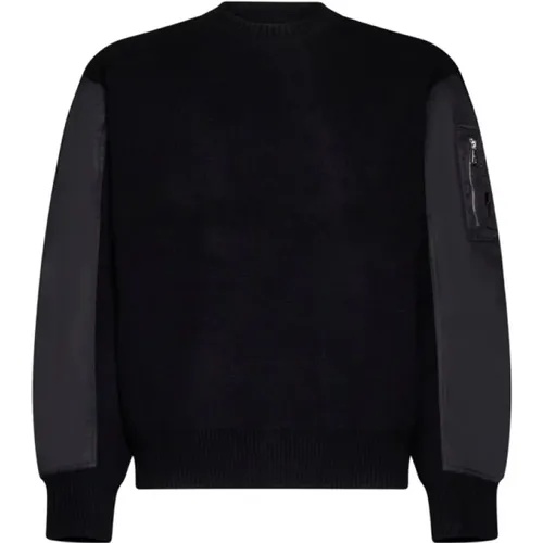 Hybrid Pullover with Nylon Sleeves , male, Sizes: M - Neil Barrett - Modalova