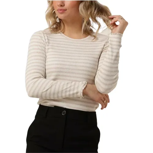 Ruffle Langarmshirt Tee Stripe , Damen, Größe: XL - Selected Femme - Modalova