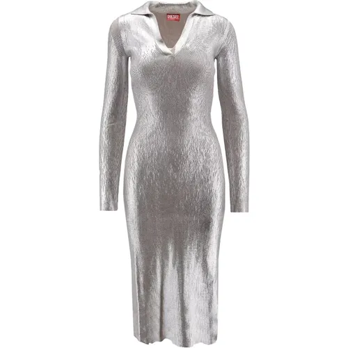 Metallische Baumwoll-V-Ausschnitt-Kleid - Diesel - Modalova