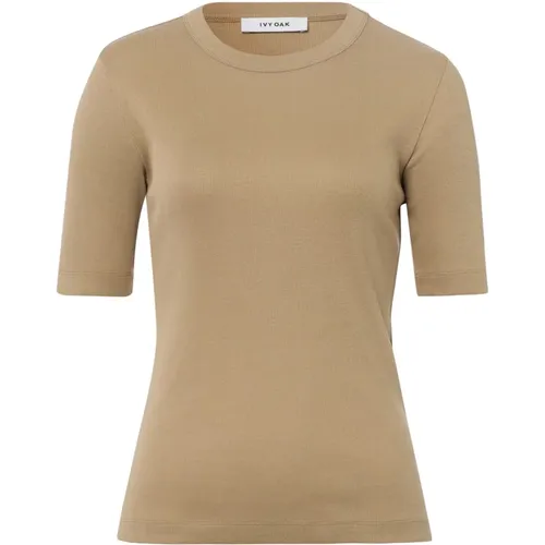 Bequemes Baumwoll-T-Shirt in Grün , Damen, Größe: S - IVY OAK - Modalova