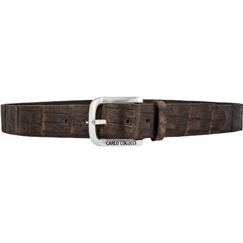 Exquisite Genuine Caiman Leather Belt , male, Sizes: 95 CM - carlo colucci - Modalova