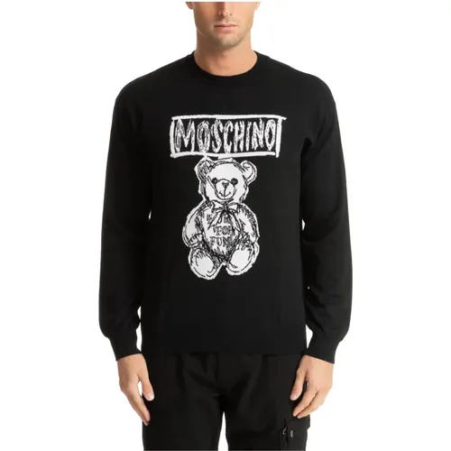 Abstrakter Teddybär-Pullover mit Logo - Moschino - Modalova