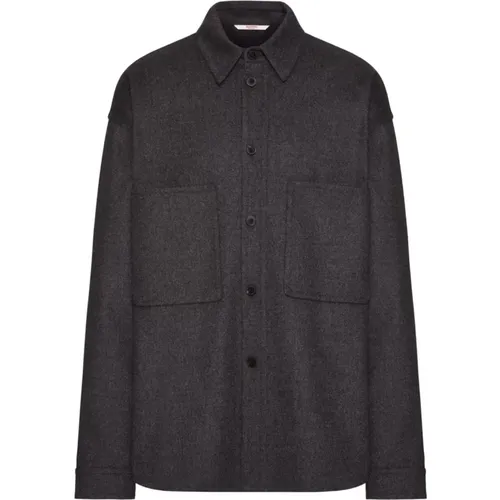 Grey Wool Oversized Coat , male, Sizes: M - Valentino Garavani - Modalova