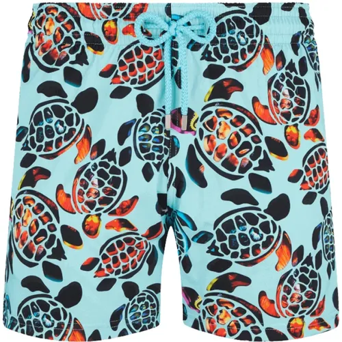 Stretch Badehose Screen Turtles Blau , Herren, Größe: L - Vilebrequin - Modalova