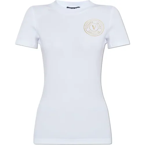 T-Shirt mit Logo , Damen, Größe: L - Versace Jeans Couture - Modalova