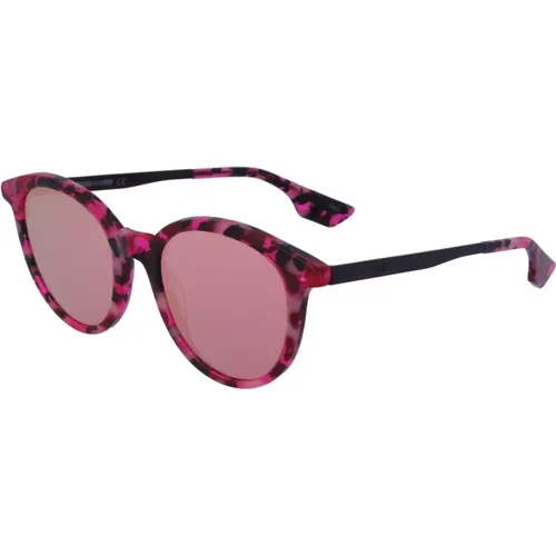 Montura havana rosa/schwarz mit rosa Spiegel,Stylische Sonnenbrille in Havanna/Schwarz mit brauner Verlaufslinse,Grüne Spiegel Sonnenbrille Mq0069S-0 - alexander mcqueen - Modalova