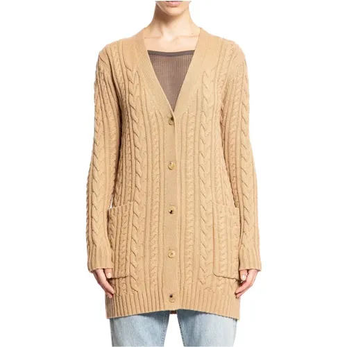 Kamelwoll-Kabelstrick-Cardigan , Damen, Größe: M - Max Mara - Modalova