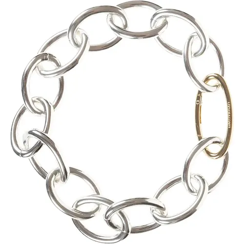Oval Chain Necklace in Silver and Gold , female, Sizes: ONE SIZE - Liviana Conti - Modalova