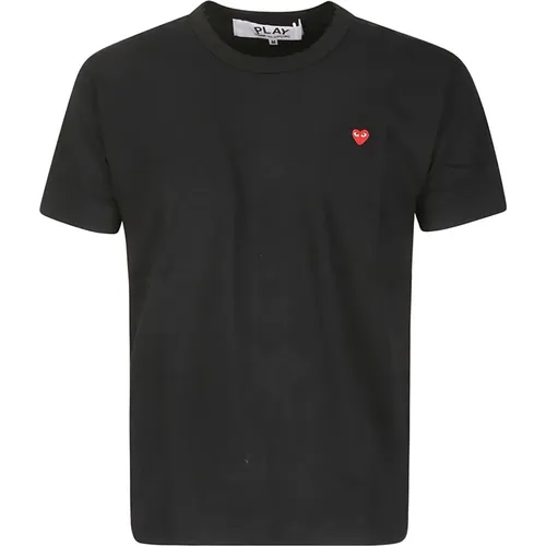 Black Logo Tshirt Short Sleeve Cotton , male, Sizes: XL - Comme des Garçons Play - Modalova