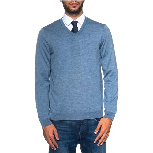 Eleganter V-Ausschnitt Pullover aus Wolle , Herren, Größe: 3XL - Boss - Modalova