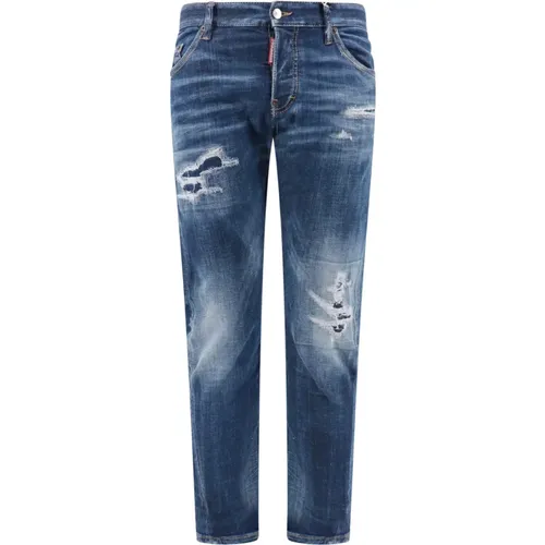 Blaue Ripped Slim-Fit Jeans Aw23 , Herren, Größe: L - Dsquared2 - Modalova