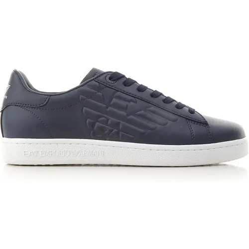 Blau Marine Sneakers Runde Spitze Schnürung , Herren, Größe: 41 1/3 EU - Emporio Armani EA7 - Modalova