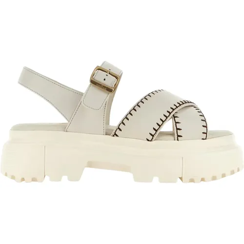 Cream Sandals for Summer Outfits , female, Sizes: 3 UK, 4 UK, 6 1/2 UK - Hogan - Modalova