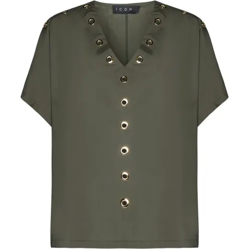 Icona Militärhemd Bluse , Damen, Größe: L - Kaos - Modalova