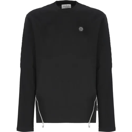 Schwarzer Crewneck Sweatshirt mit Hexagon Logo , Herren, Größe: XL - Philipp Plein - Modalova