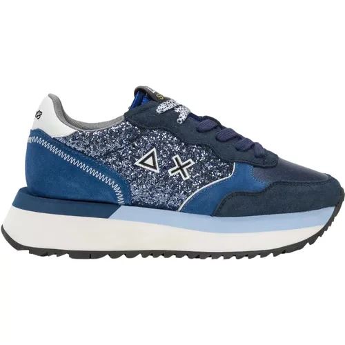 Blaue Glitter Sneakers Damen Kollektion , Damen, Größe: 37 EU - Sun68 - Modalova