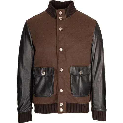 Mens Leather Jacket , male, Sizes: L - Daniele Alessandrini - Modalova