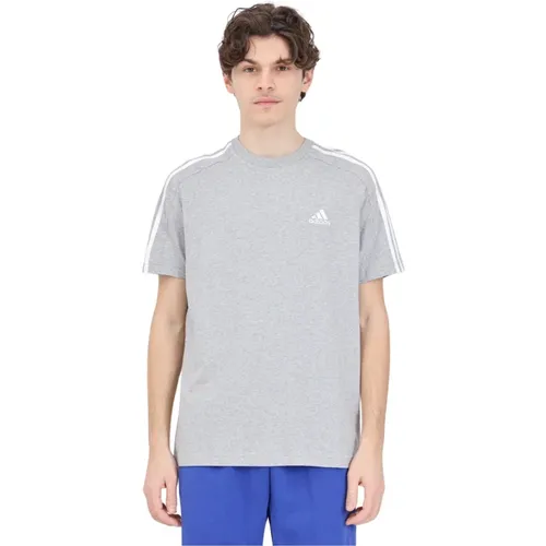 Herren Graues und Weißes Essentials T-Shirt , Herren, Größe: L - Adidas - Modalova