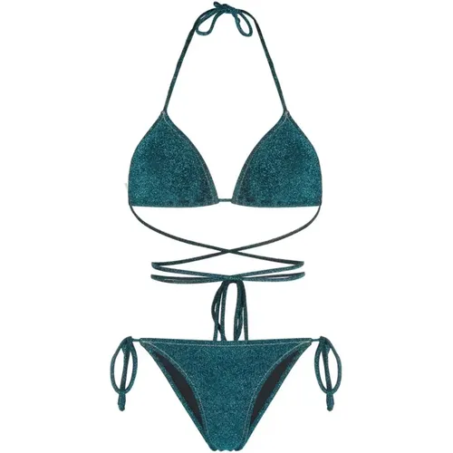 Blaues Miami Lurex Dreieck Bikini , Damen, Größe: M - Reina Olga - Modalova