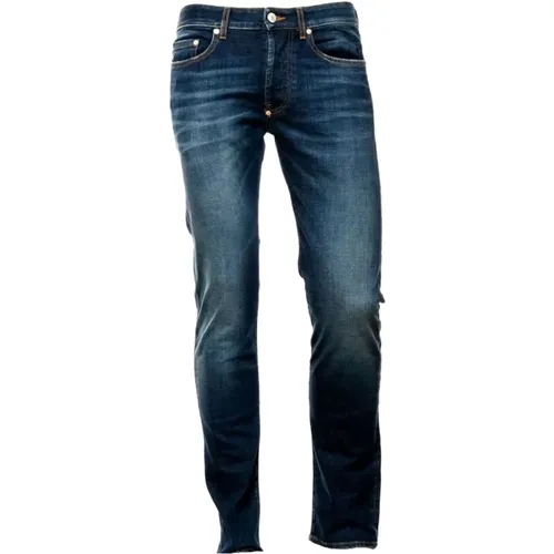 Sandgestrahlte Slim-Fit Jeans für Herren , Herren, Größe: W30 - Blauer - Modalova