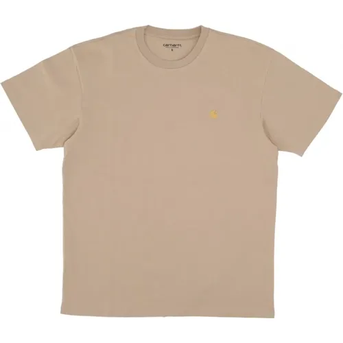 Chase T-Shirt Sable/Gold Streetwear , Herren, Größe: L - Carhartt WIP - Modalova