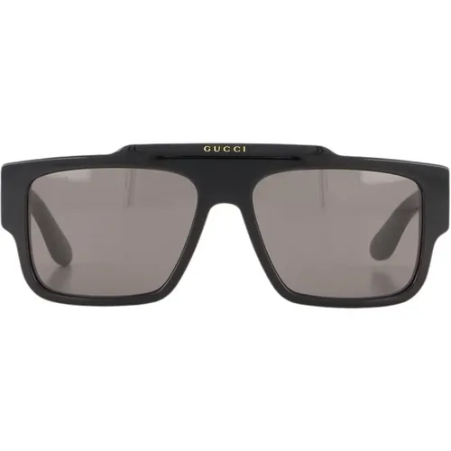 Rechteckige Sonnenbrille - Schwarz/Grau - Gucci - Modalova