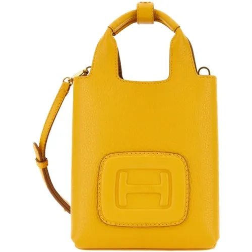Grained Leather Mini Shopping Bag , female, Sizes: ONE SIZE - Hogan - Modalova