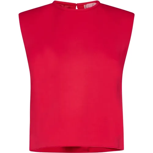 Watermelon Pink Sleeveless Top with Shoulder Pads , female, Sizes: M, L - Forte Forte - Modalova