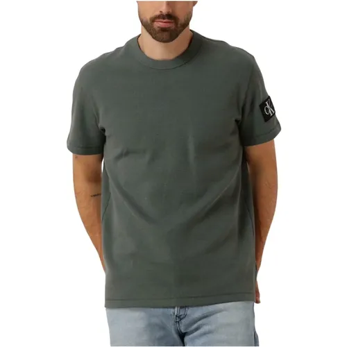 Herren Badge Waffel Tee , Herren, Größe: M - Calvin Klein - Modalova