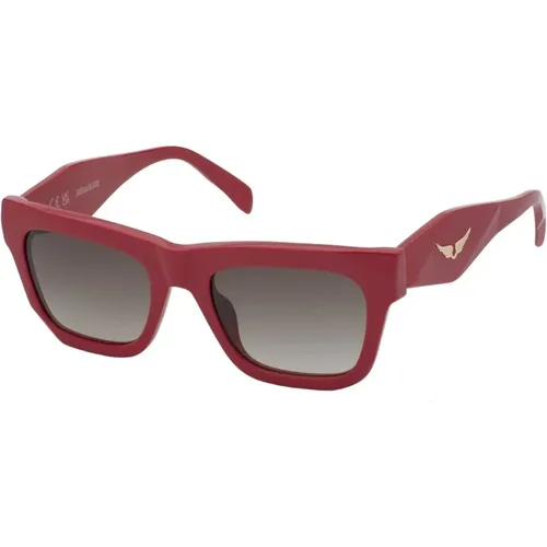 Korallfarbene Gradienten-Sonnenbrille , Damen, Größe: 52 MM - Zadig & Voltaire - Modalova