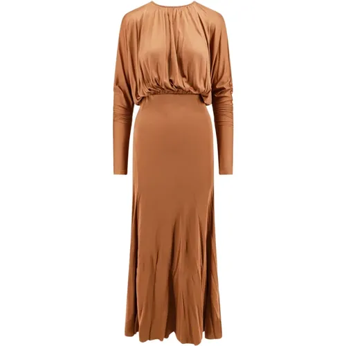 Braunes Kleid mit Offenem Rücken , Damen, Größe: 2XS - Semicouture - Modalova