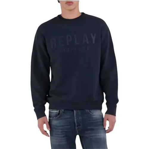 Herren Logo Sweatshirt , Herren, Größe: M - Replay - Modalova