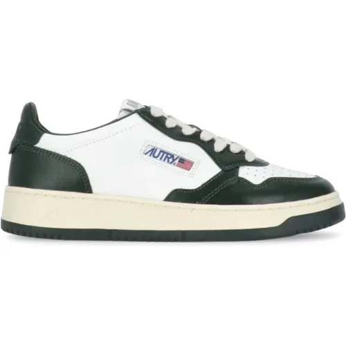 White Leather Sneakers with Loged Details , male, Sizes: 9 UK, 10 UK, 7 UK, 6 UK, 8 UK, 11 UK - Autry - Modalova