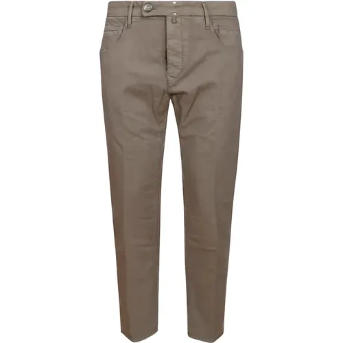 Slim Fit Brown Cotton Trousers , male, Sizes: W31, W29, W36, W38, W34, W32, W33, W35, W37, W30 - Incotex - Modalova