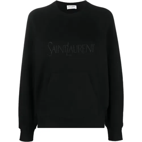 Logo Sweatshirt Long Sleeve , female, Sizes: S - Saint Laurent - Modalova