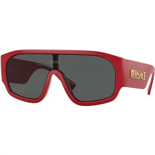 Rot/Graue Sonnenbrille , Damen, Größe: 33 MM - Versace - Modalova