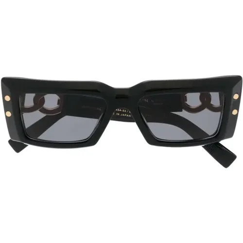 Grau Getönte Square-Frame Sonnenbrille , Damen, Größe: ONE Size - Balmain - Modalova
