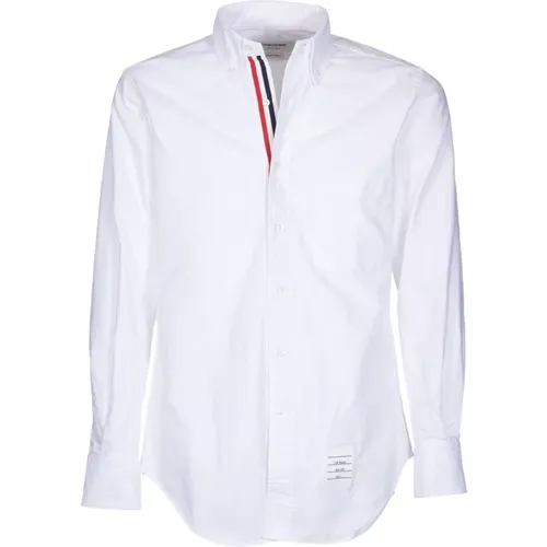 Weißes Baumwollhemd mit gestreiftem Placket , Herren, Größe: XL - Thom Browne - Modalova