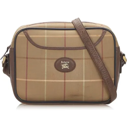 Burberry Plaid Canvas Shoulder Bag Pre-Owned , female, Sizes: ONE SIZE - Burberry Vintage - Modalova