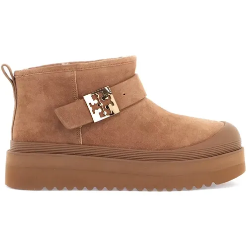 Suede Platform Ankle Boots with Shearling , female, Sizes: 3 UK, 5 UK, 7 UK, 4 UK - TORY BURCH - Modalova