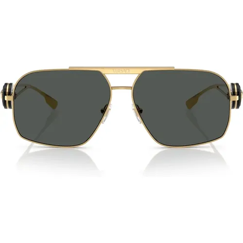 Aviator-Sonnenbrille mit dunkelgrauer Linse , unisex, Größe: 62 MM - Versace - Modalova