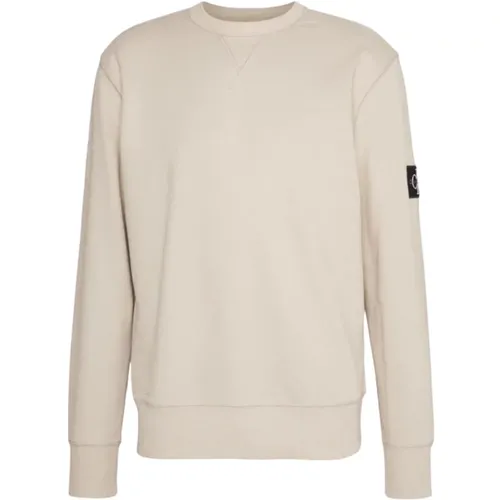 Modernes Badge Crew Neck Sweatshirt , Herren, Größe: XL - Calvin Klein - Modalova